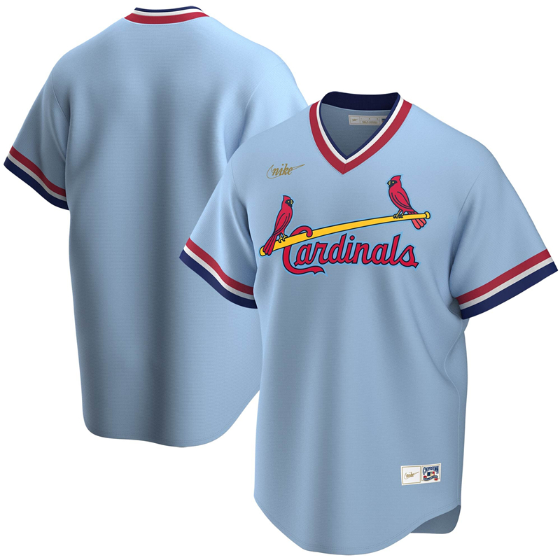 2020 MLB Men St. Louis Cardinals Nike Light Blue Road Cooperstown Collection Team Jersey 1